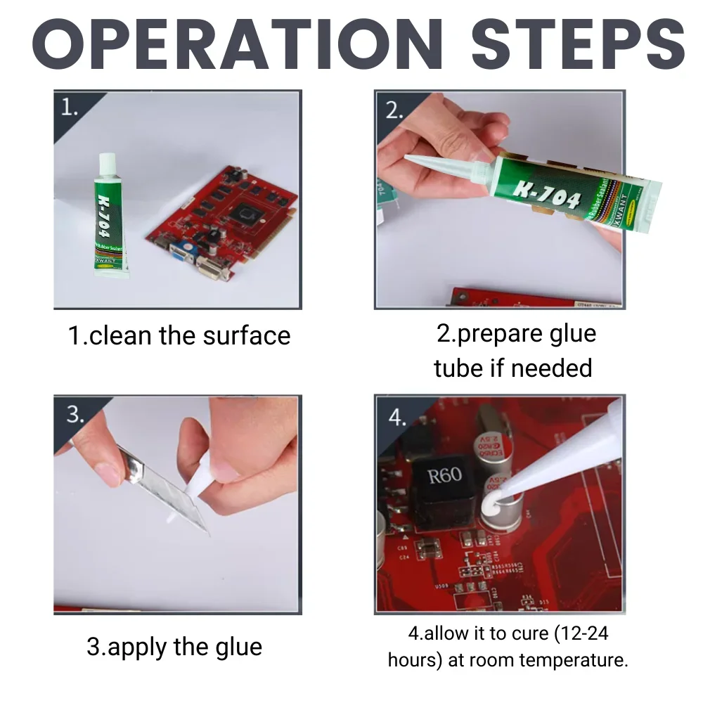 K-703 704 705 706 One-Component RTV Silicone Rubber Sealant Black White Transparent Electronic Component Sealing Glue 45g image 5