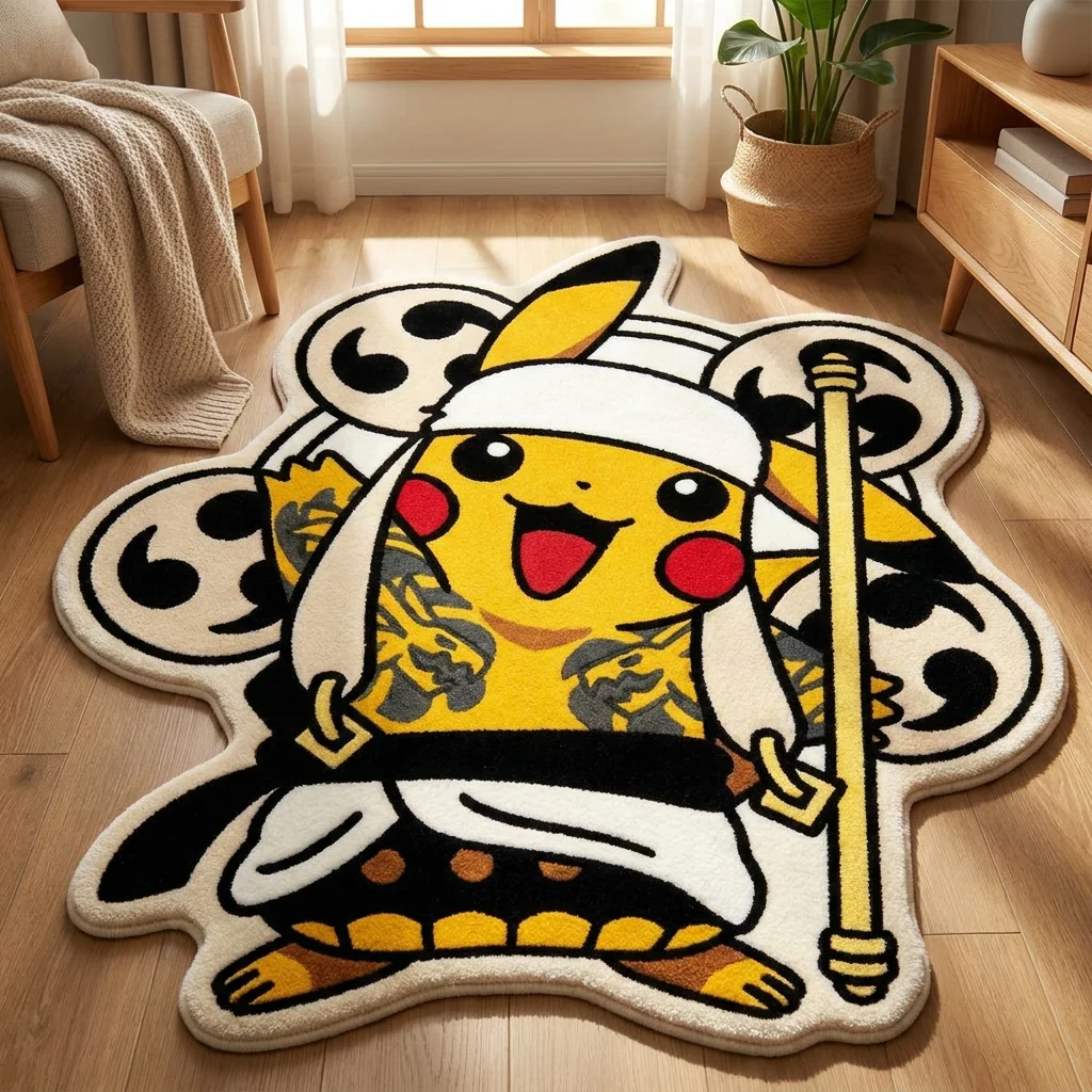 

Cartoon Pokemon Mat Pikachu Cosplay Anime Area Rug - 3D Print Soft Anti-Slip Floor Mat for Gaming Room Bedroom Decor