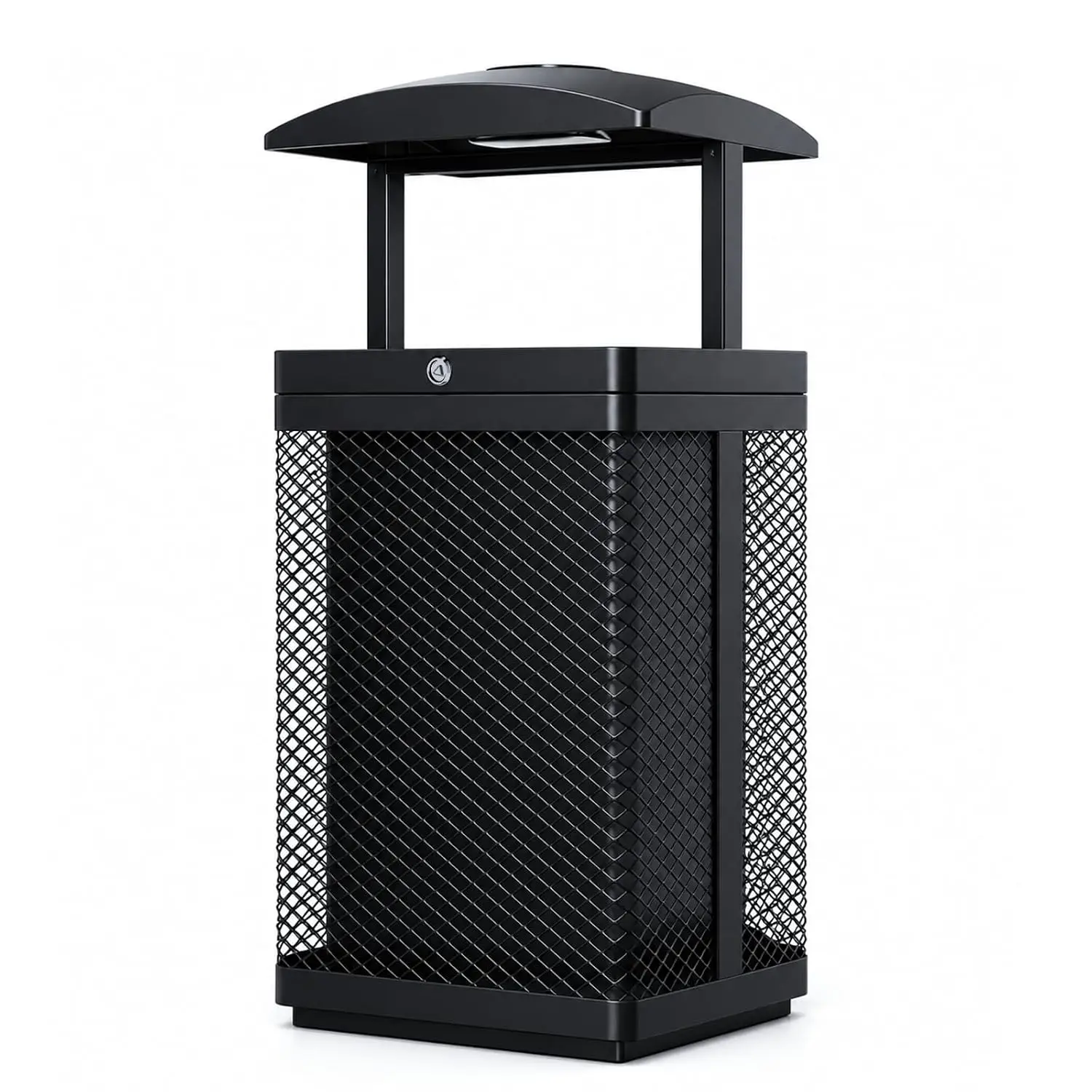 Commercial Outdoor Trash Can with Lid, 20 Gallon Large Capacity Heavy Duty Barrel with Triangle Lock & Tethered, Customized