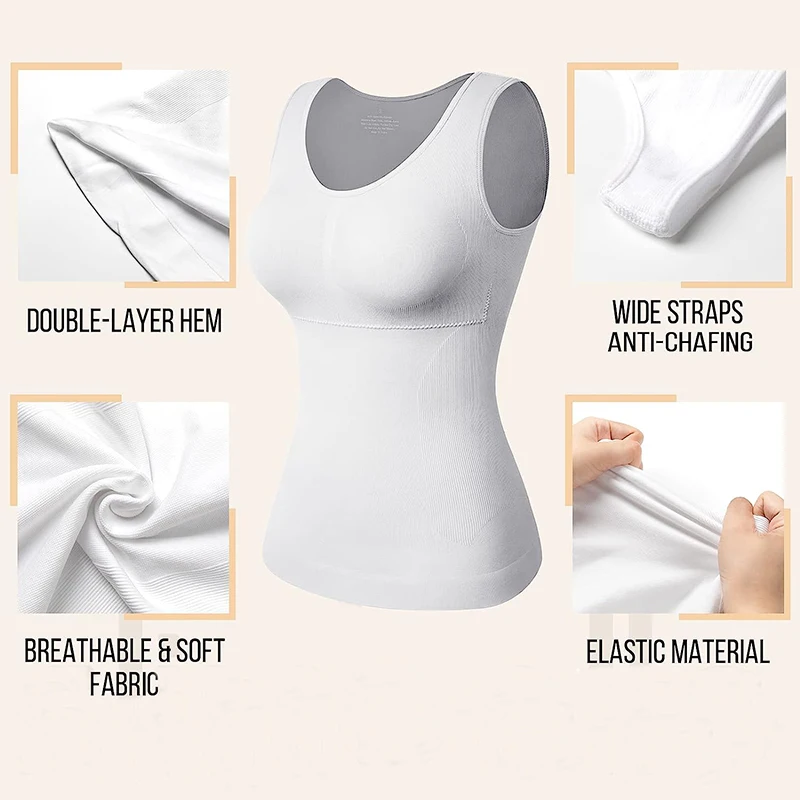 Shaper Slim Push Up Plus Size Vest with Bra Tummy Control Camisole Tank Top Women Seamless Underwear Slimming Corset Shapewear