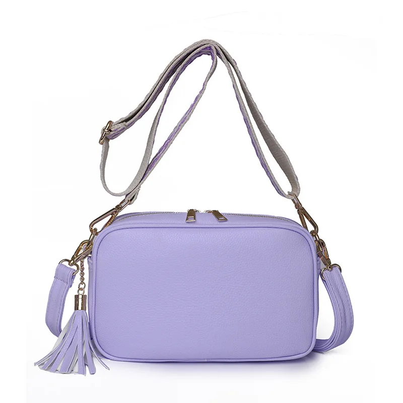 

Women’s Bags 2022 New Trend Handbags Purple Simple Zipper Tassel Design Messenger Bag Female Small Bags Crossbody Bags for Women