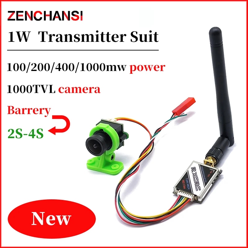 5.8G VTX 48CH 100/200/400/1000mW FPV Transmitter Support Smartaudio+CMOS 100TVL FPV Camera+EWRF OTG UVC FPV ReceiverFor RC Drone