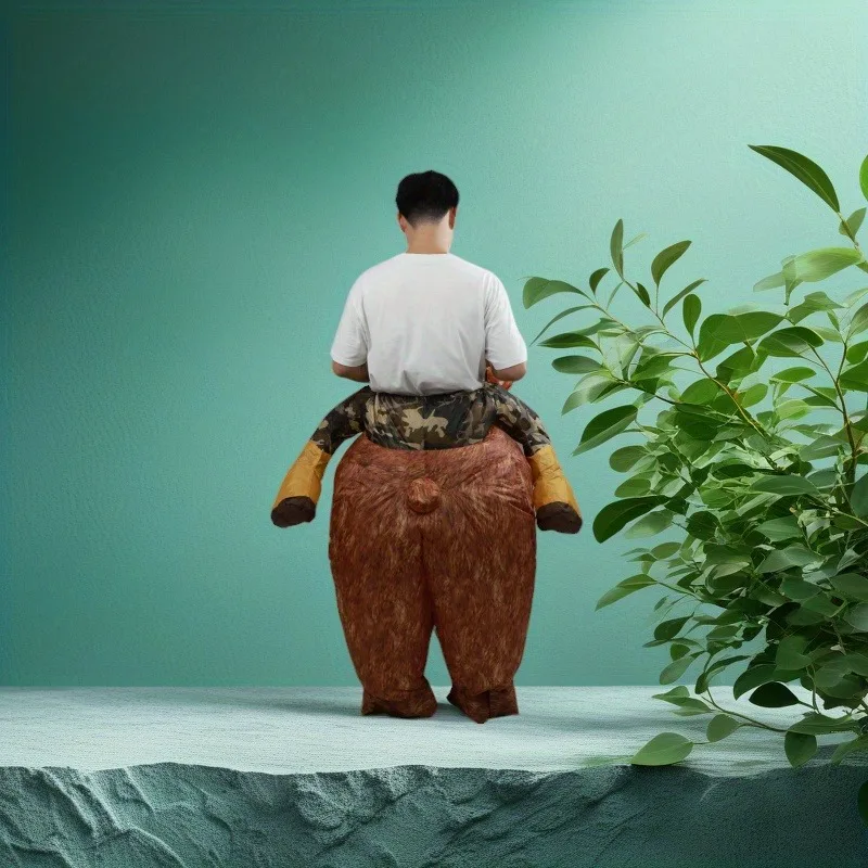 زي الدب البني القابل للنفخ لركوب الخيل، دعامة حفلات لطيفة على شكل أنمي مناسبة للعب الأدوار في عيد الهالوين وعيد الميلاد