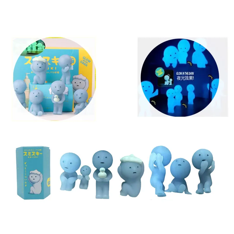 New-Hot Smiski Bath Serie Mistero Carino Glow In The Dark Green Doll Action Figures Cartoon Desktop Blind Box Modello Regalo Bambola Giocattoli