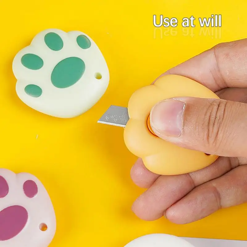 Cute Cartoon Cat Claw Retractable Paper Cutter Utility Knives Stationery for School Office Home