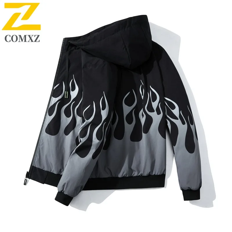 

COMXZ 2025 Spring Jacket Men Trend Casual Minimalist Top Unisex Couple Teenager Hooded Male Outerwear lightweight windbreaker