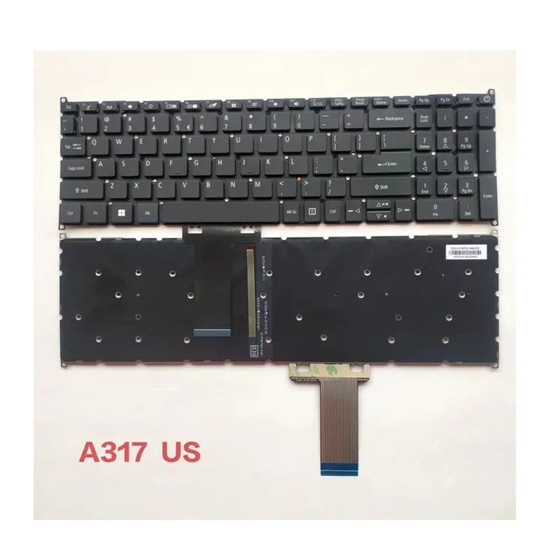 XIN-Russian-US Backlit Laptop Keyboard For Acer Aspire A317 A317-51 A317-51g A317-51K A317-33 A317-52 A715-74G A715-75 A715-75G