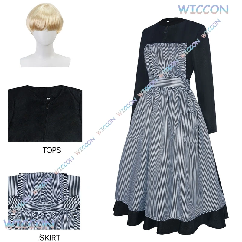 

Cosmic/Maria Cosplay Dress The Sound of cos Music Halloween Roleplay Movie Classic Women Outfit Striped Long-Sleeve Dress Adult