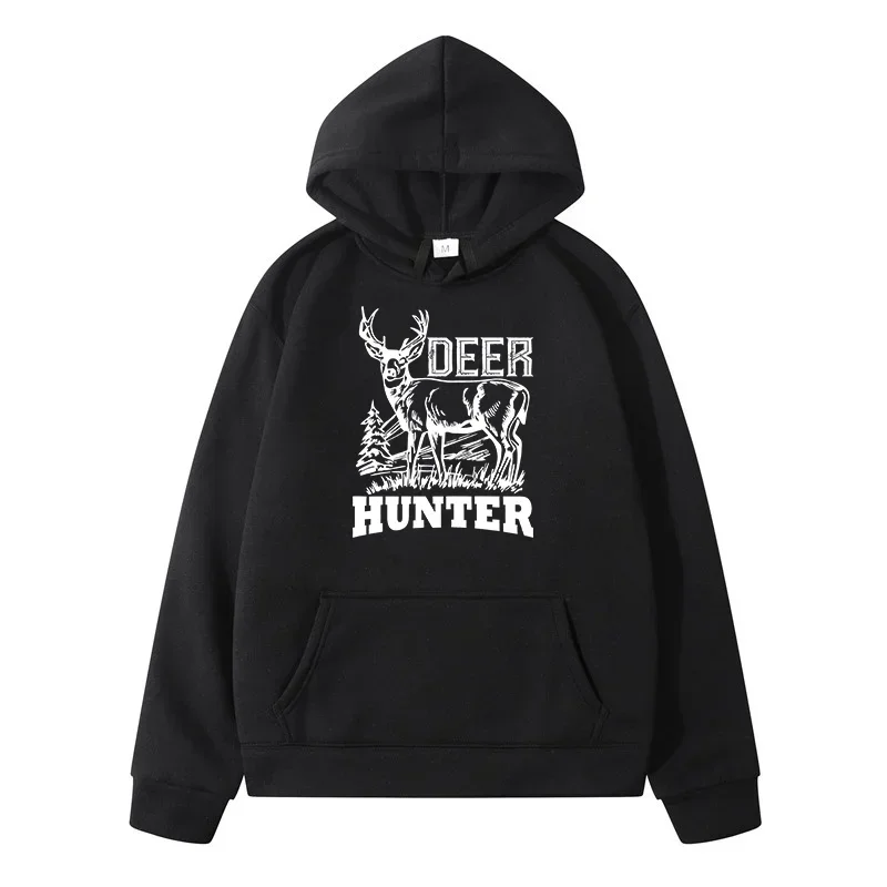 

Deer print men's fashionable long sleeved sportswear men's and women's casual Harajuku street clothing pullover 2024 new