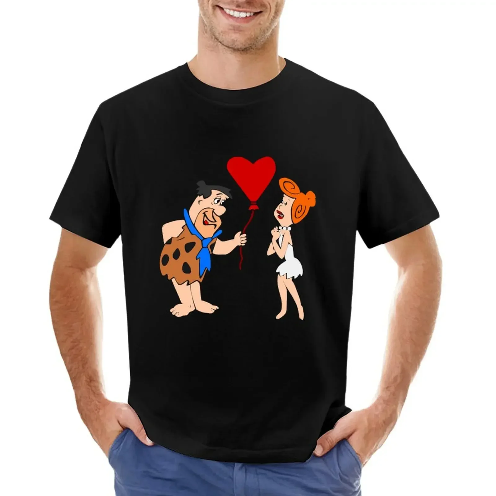 Fred and Wilma Flinstone plain t-shirt vintage men's new edition quick dry t-shirt