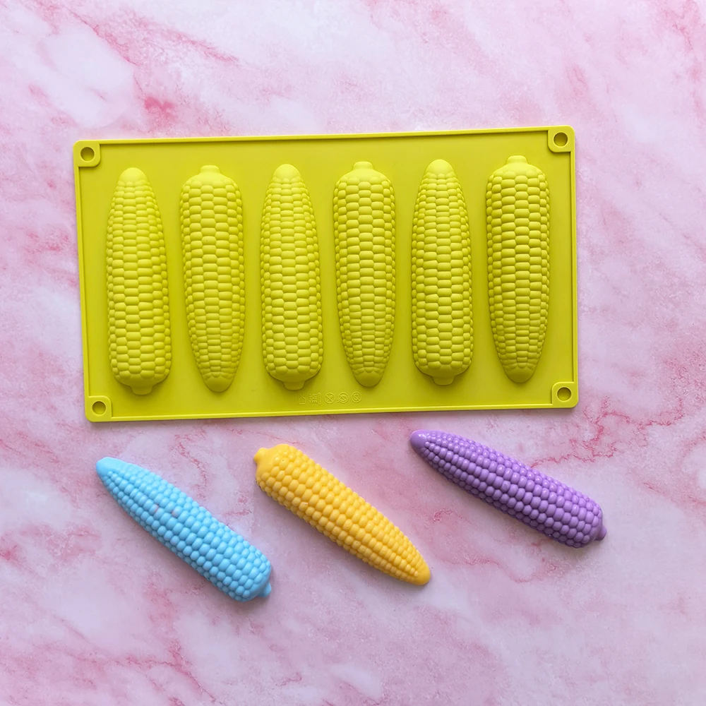 Corn stick silicone baking mold, 6-chamber corn shaped ice grid silicone mold suitable for bread, DIY non stick cake baking tray