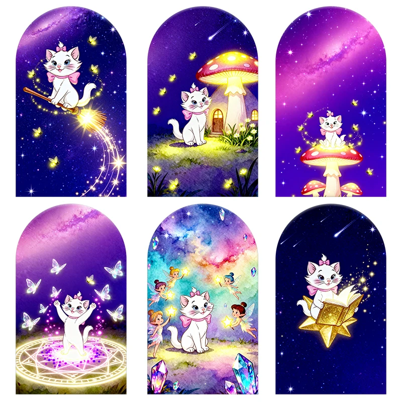 

Волшебный кот, звездное небо, тематическая арка, фон, мечтательная праздничная сцена для детей, день рождения, детский душ, фотобудка, декор, фон