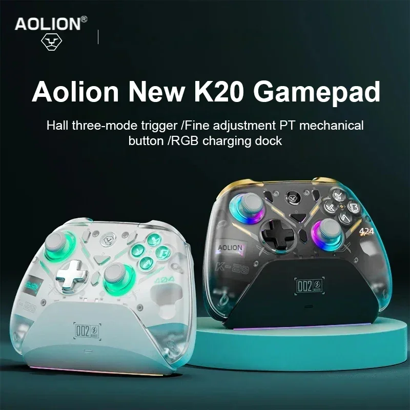 Controller di gioco wireless Aolion K20 RGB con dock di ricarica Gamepad effetto Hall Joystick Trigger per Nintend Switch/PC/telefono
