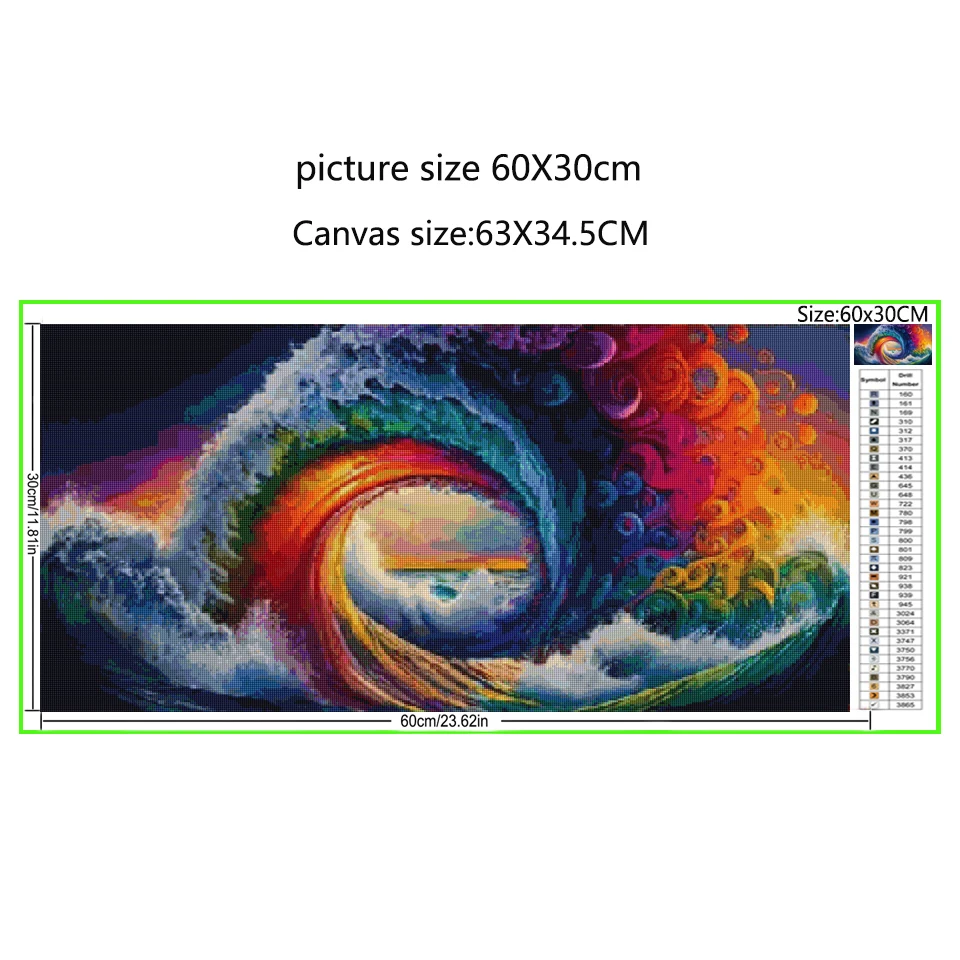 Colorful Sea Wave Fantasy Landscape Large DIY 5D Diamond Painting Cross Stitch Full Square/Round Mosaic Diamond Embroidery