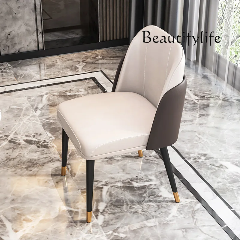 Simple light luxury leather art back chair post-modern home dining chair hotel western restaurant leisure negotiation