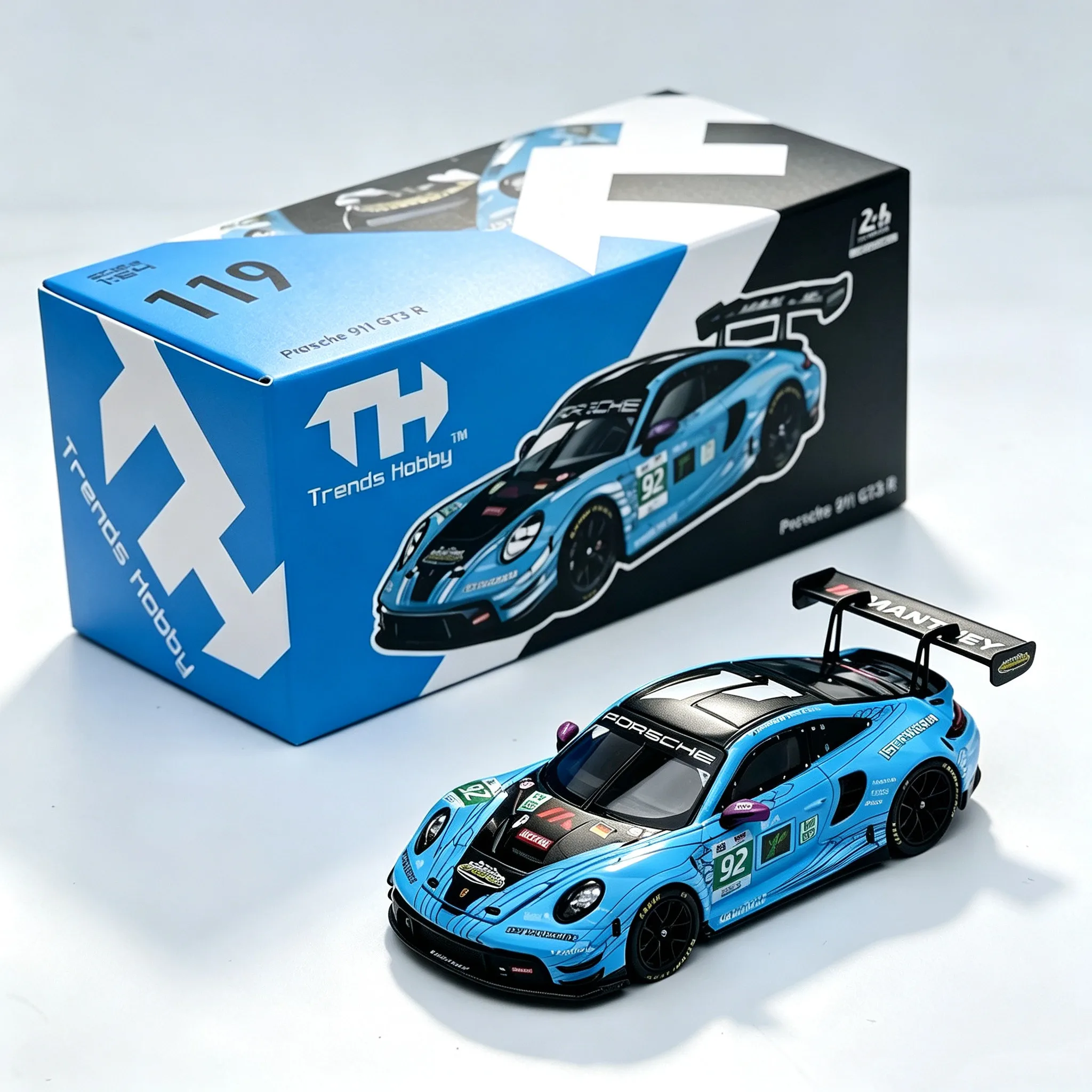 Diecast TH 1:64 Scale Porsche 911 992 GT3 R Le Mans 2025 Alloy Car Model