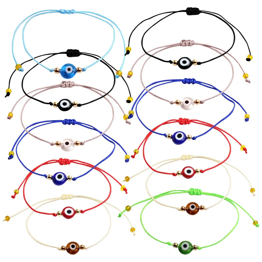 

12Pcs Adjustable Evil Eye Bracelets Woven Wrist Ropes for Women Girls Teen Girls Fashion Accessory Evil Eye Jewelry