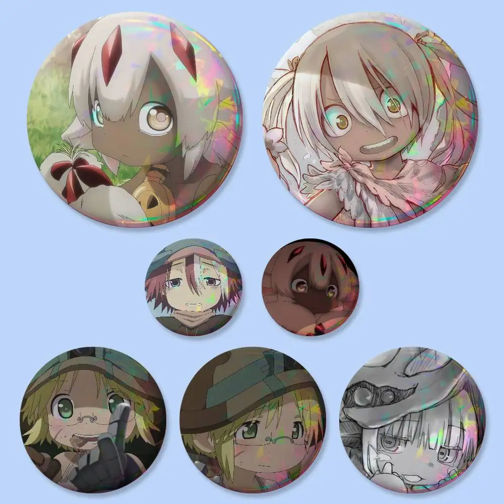 Cute Anime Made In Abyss Badges 25 32 44 58 75 Mm Round Cosplay Pin Bag Decor Fans Collect Friends Gifts Brooch Souvenir