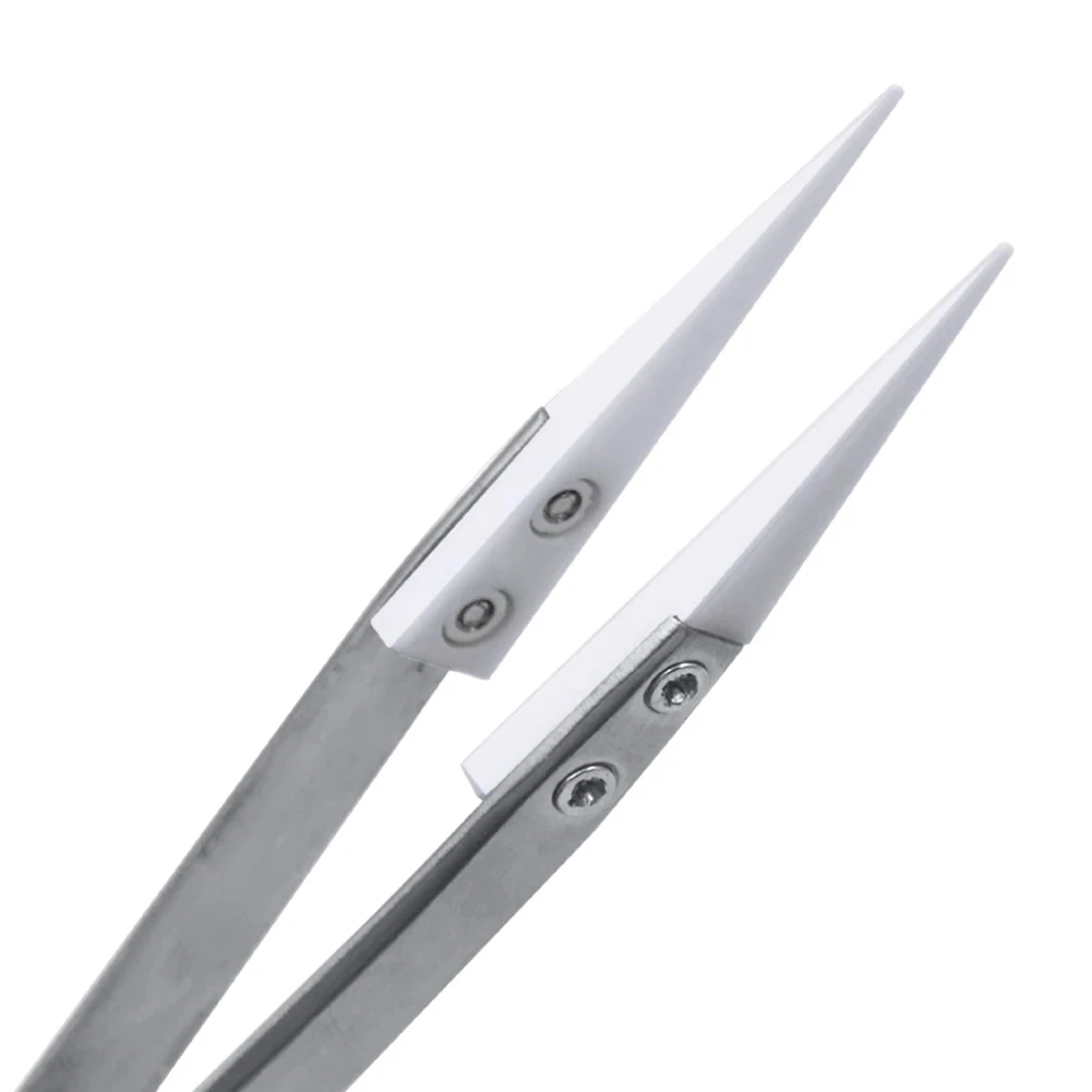 Ceramic Clips Ceramic Tweezers Heat Resistant Straight Tip Tweezers Antimagnetic Ceramic Tweezers Stainless Steel Tweezers