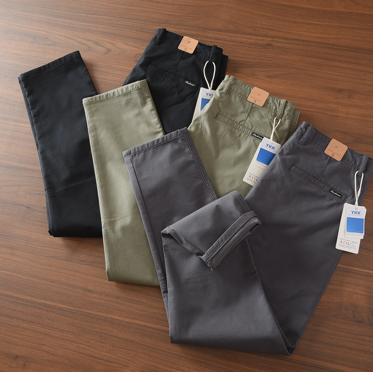 

Men's Slim Fit Casual Pants Spring Autumn Thi Elastic Small id Pattern High End Straight Leg Long Trousers Casual Cotton