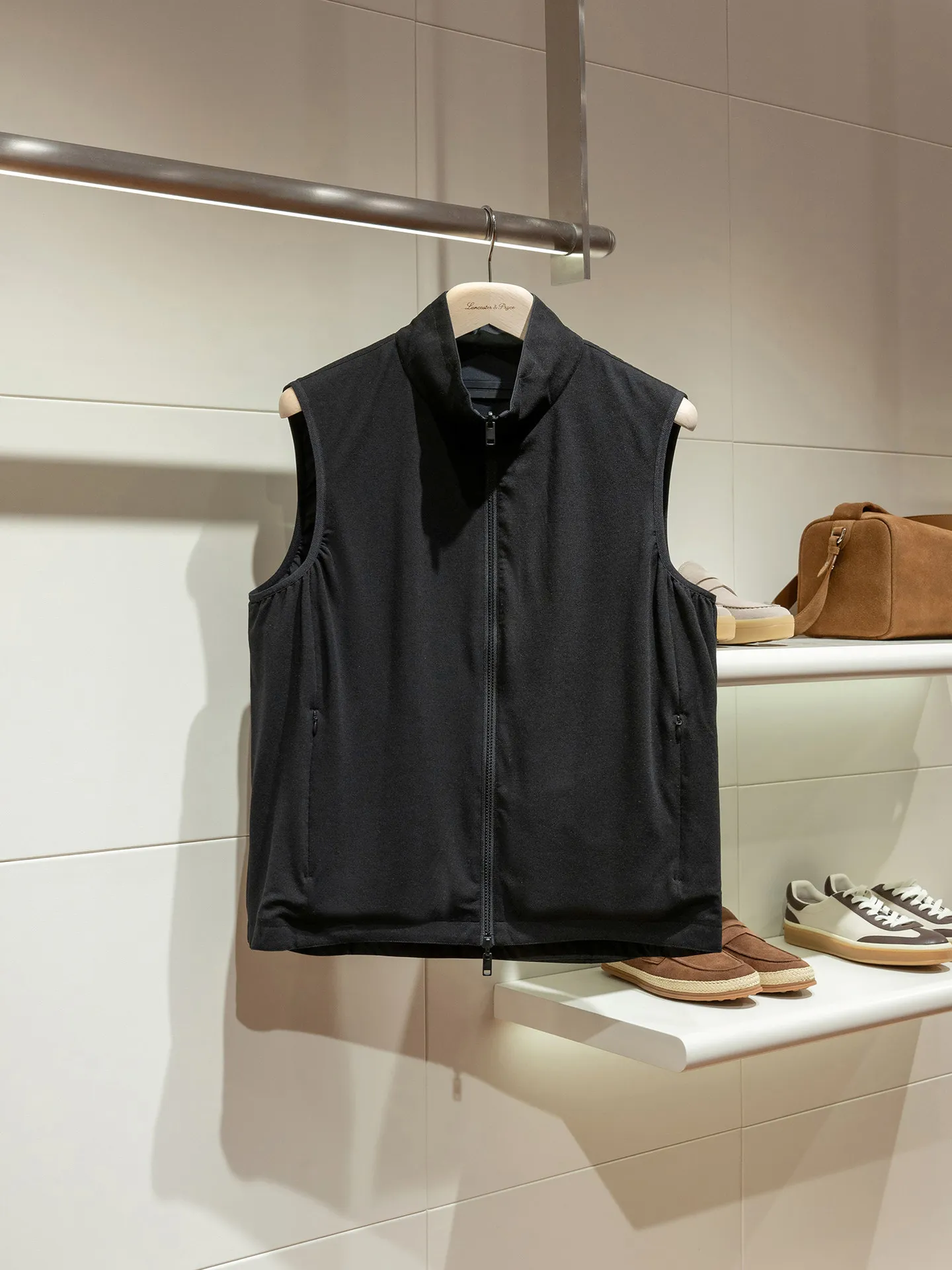 20D high-density fiber men's wool blended double-sided vest jacket
