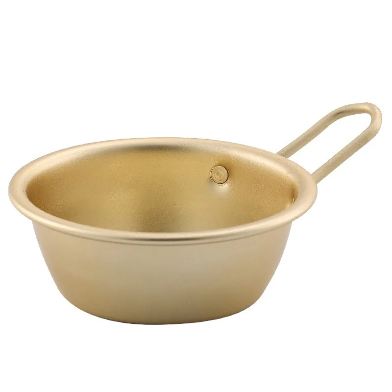 1Pc Gold Color Korean Traditional Aluminum Round Rice Bowl Wine Cup with Handle for Makgeolli Korean Wine Cup 12.5cm /13.5cm