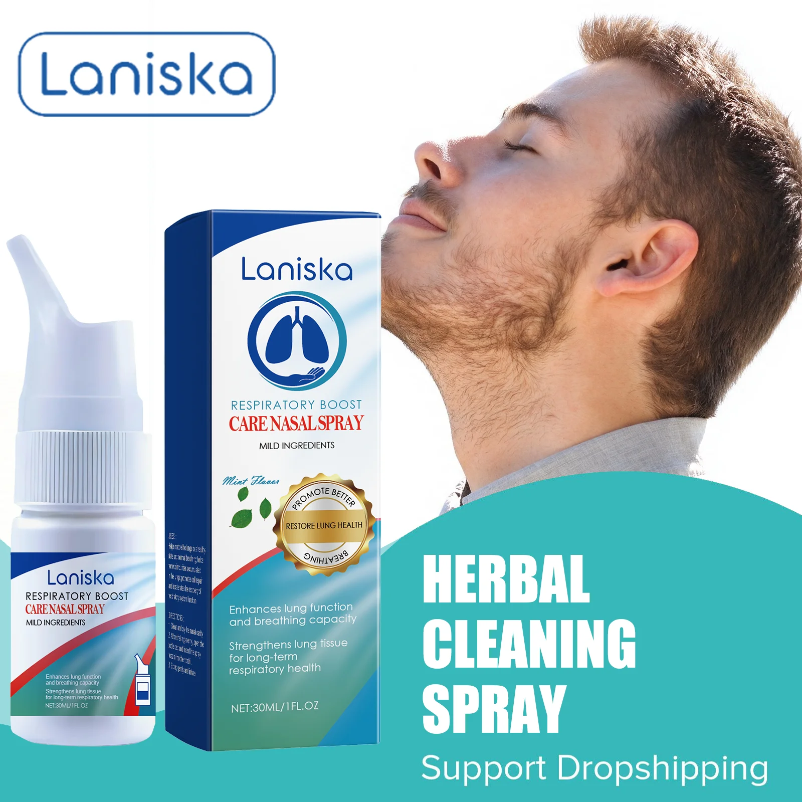 Herbal Cleaning Spray Unblock Airway Relieve Respiratory Discomfort Purify Respiratory Tract Improve Lung Vitality Nose Spray