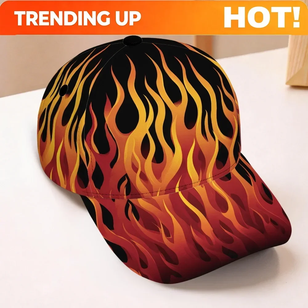 Custom Hats 1pc Guy Fawkes Mask-Themed Baseball Cap - Adjustable Duckbill Hat With Burning Flames Print, Lightweight Polyester