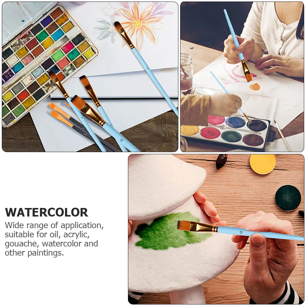

10 Pcs Two-color Brush Set Art Craft Painting for Watercolor Gouache Nylon Hair Brushes