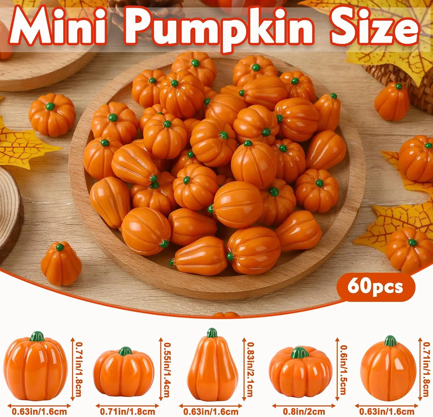 Mini Artificial Pumpkins,Small Resin Pumpkins for Crafts ，Fake Mini Little Resin Pumpkin Tiny for Crafts
