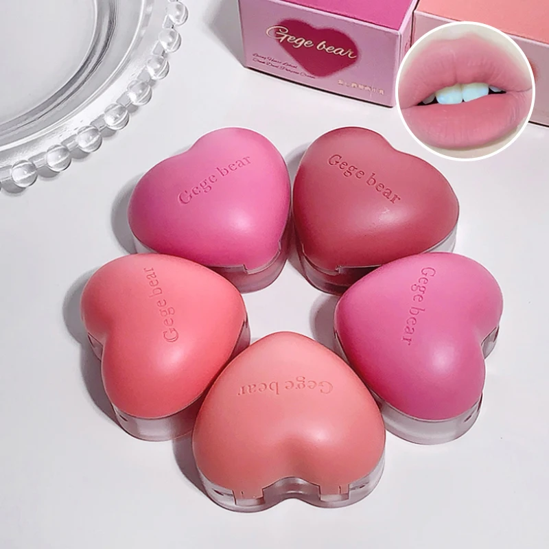 Gegebear Heart-Shaped Lip and Cheek Balm — Fine-Milled, Soft Matte Finish with Delicate Pink Tones for a Blushing Look