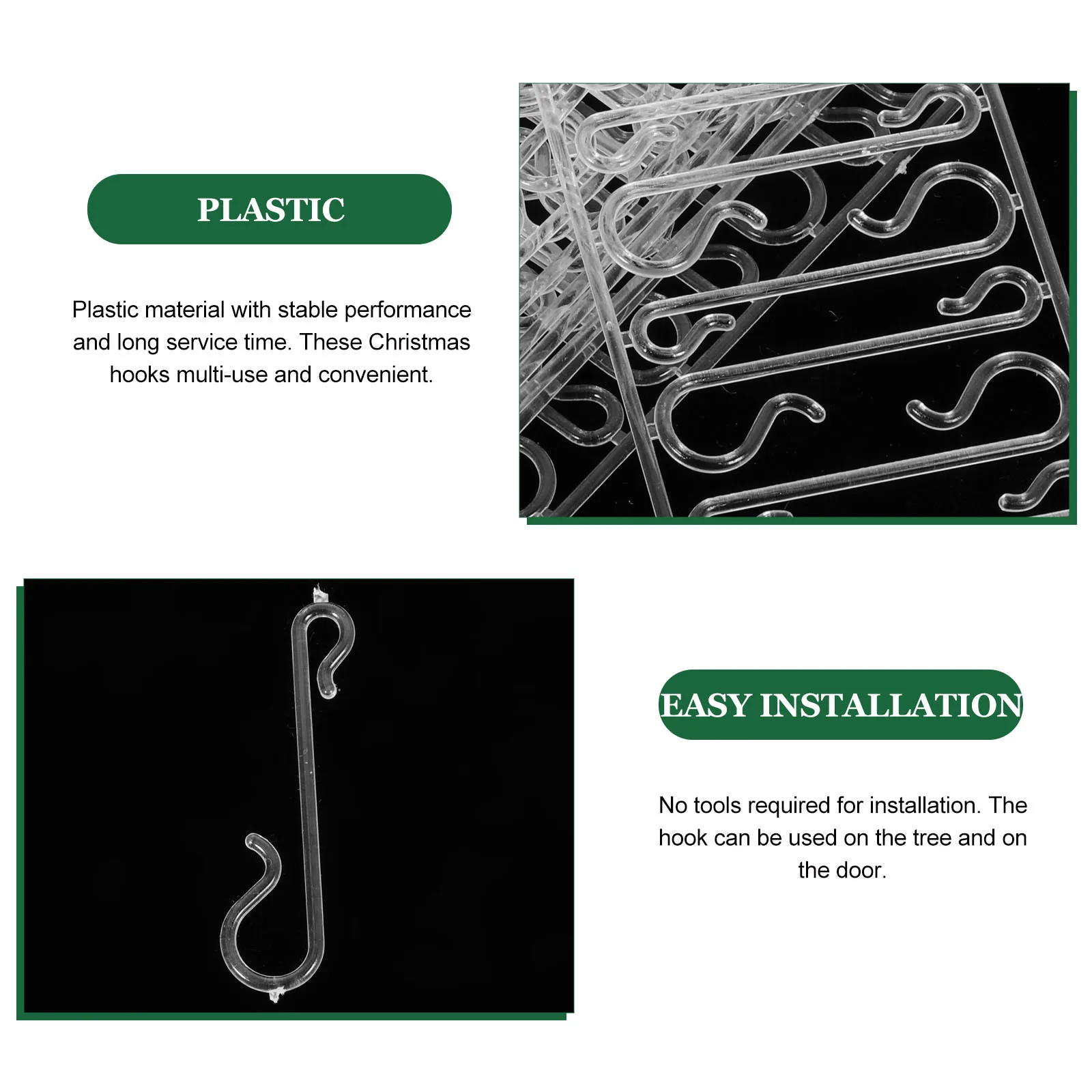 

100Pcs Christmas Ball Hanging Hooks Plastic Ornament Hooks for Tree Stockings Garland Decorations Holiday Decor