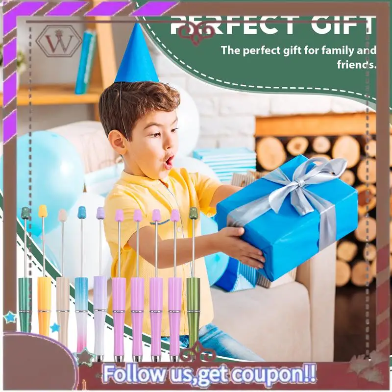 ABBG-40Pcs bolígrafo con cuentas bolígrafo de plástico DIY regalo personalizado escuela materiales de escritura para oficina papelería regalo de boda