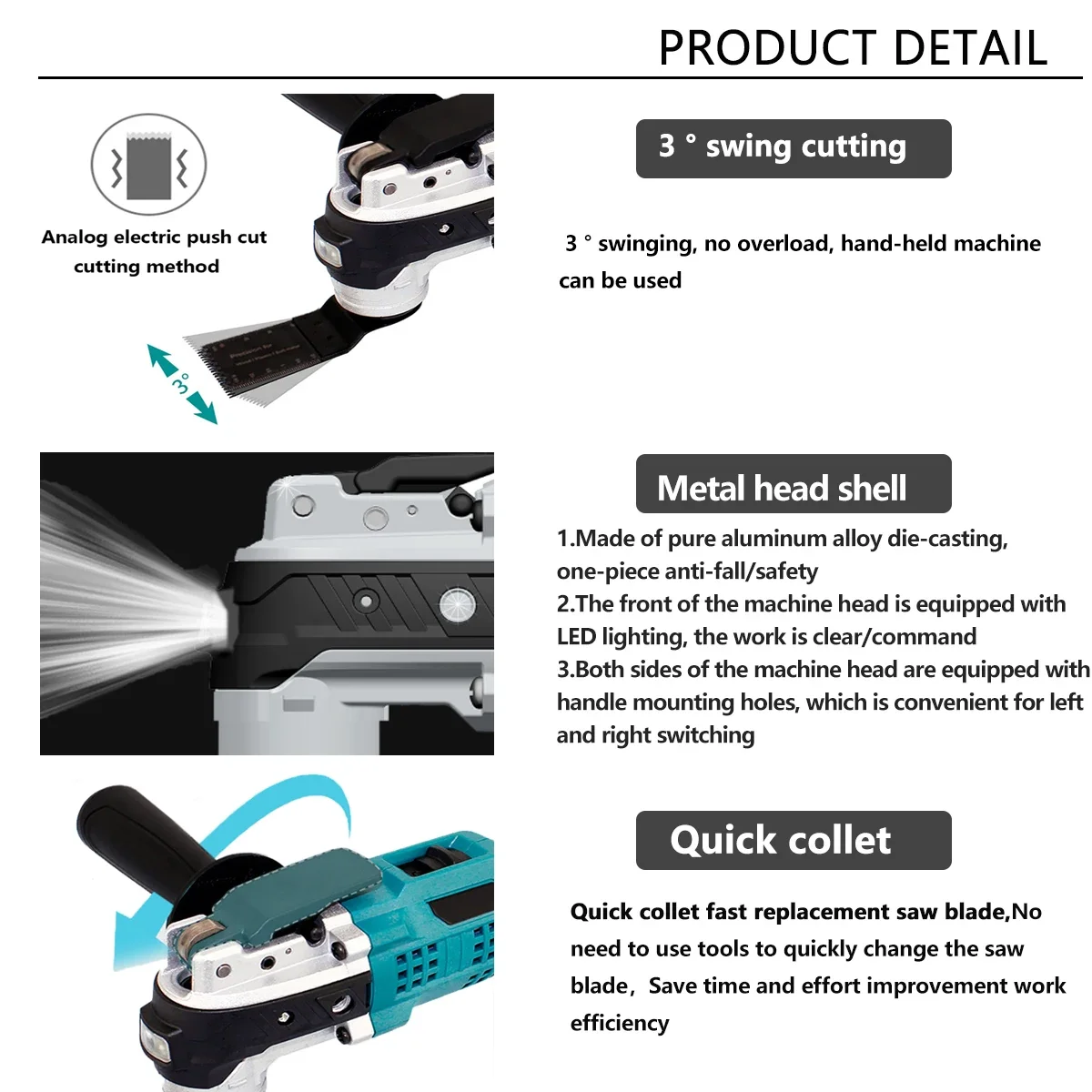 Oscillating Multifunction Tool Multi-Tools Variable Speed Renovator Electric Trimmer Electric Saw Tool for Makita 18V Battery