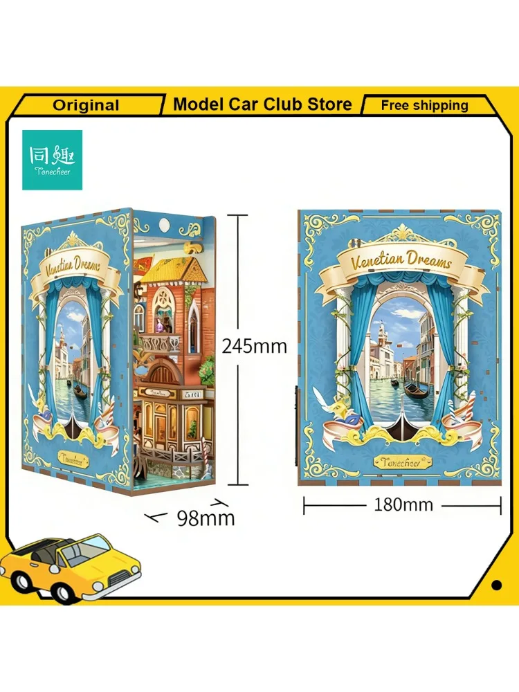 Tonecheer Wenetian Dreams DIY Boekenhoek Boekensteun Diorama Modelbouwset 3D Houten Puzzle Poppenhuis Decoratie Verjaardag Speelgoed Cadeaus - afbeelding 2