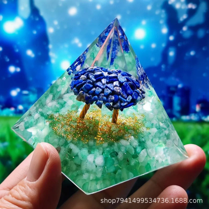 Ogen Energy Crystal Ball Gravel Pyramid Home Crafts Resin Decorations Desktop Decoration Dream Come True