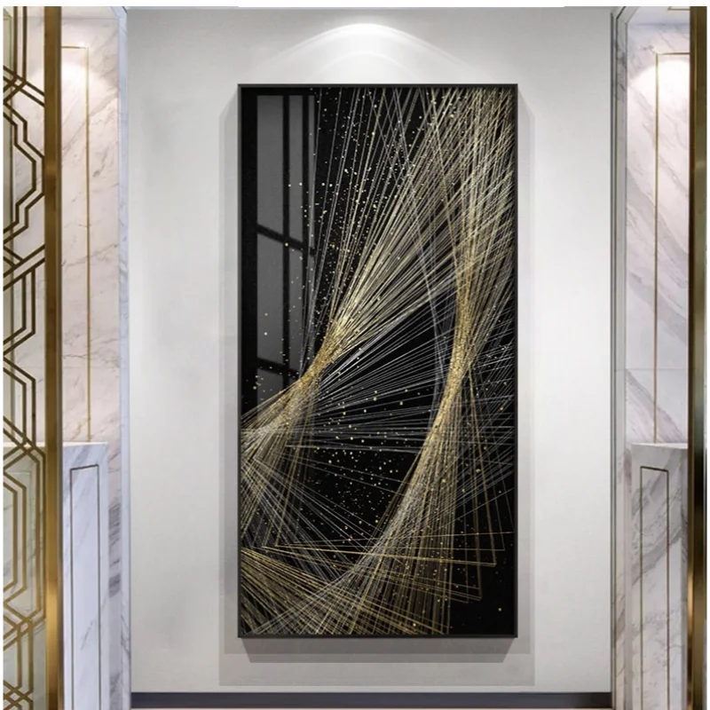 Luxury Mural Lamp Interior Entrance Decoration Painting Vertical Corridor Simple Abstract Living Room Hanging Painting Liight