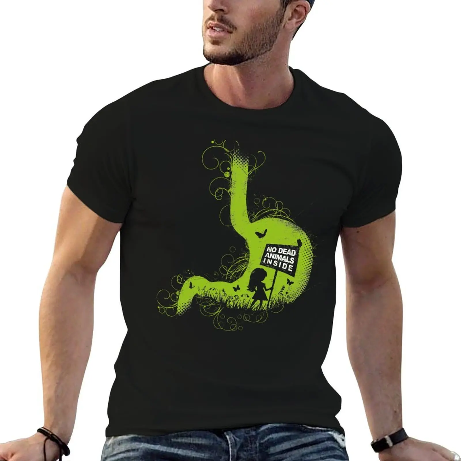 NO DEAD ANIMALS INSIDE (girlz) T-Shirt t shirt man cotton funny t shirts man t shirts for man graphic vintage T-shirt