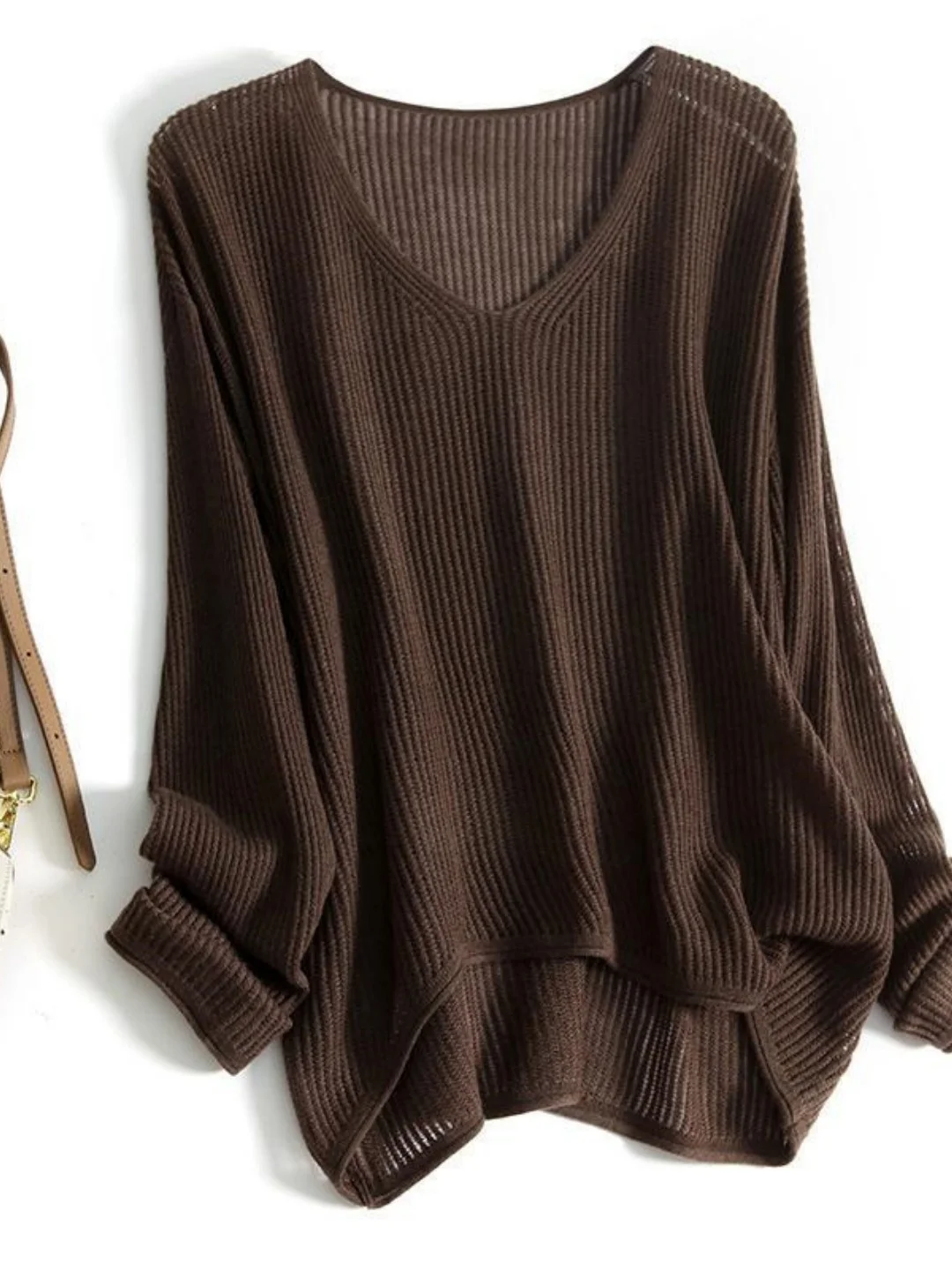 plus Size Women's Knitted Sweater V-Neck Long Sleeve Soft Korean Style Loose Fit Fashionable Autumn Winter Top for Heavy Girls