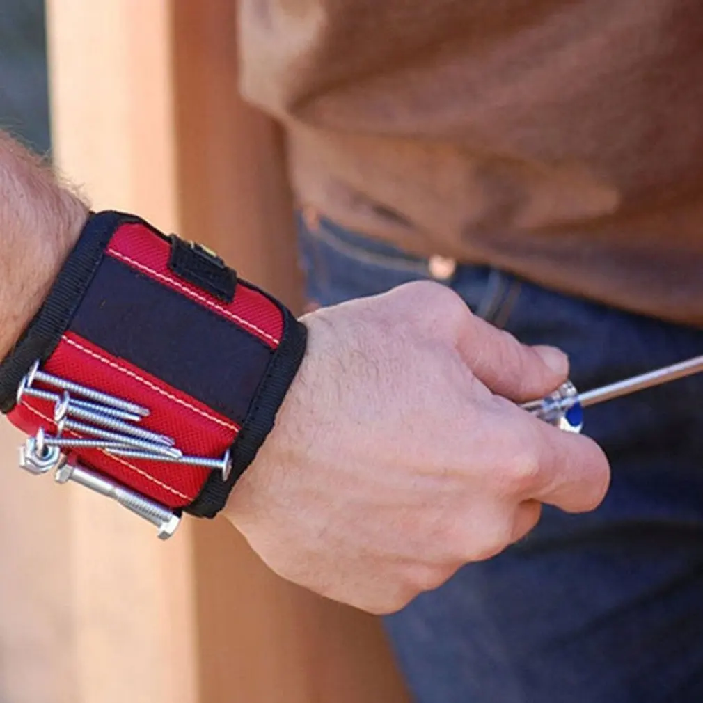 Cinturino magnetico in poliestere 6 pezzi magneti potenti borsa portatile borsa per attrezzi da elettricista viti supporto per trapano cintura per attrezzi di riparazione