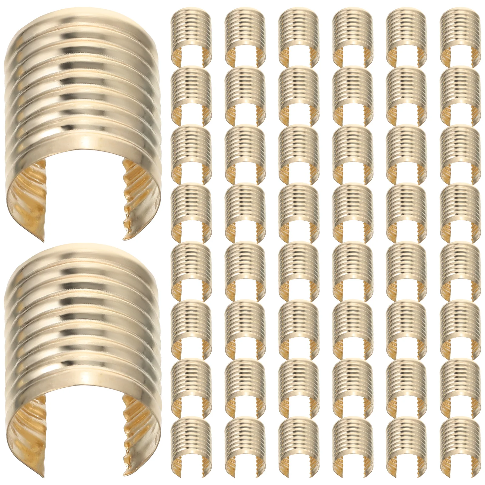 

100 Pcs Fringe Metal Fastener for Rope Pinch Crimp Opening Crimps Tassel Wire Clip Clamp Connectors