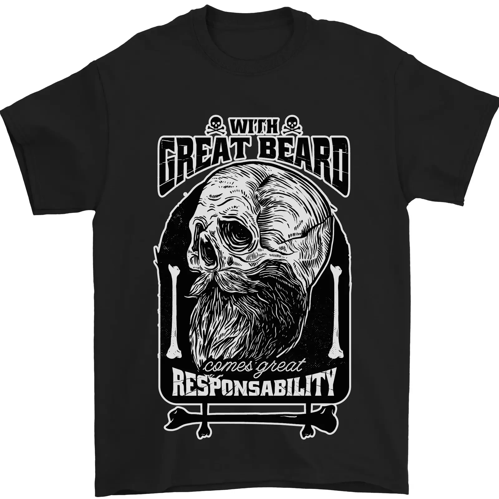 

With Great Beard Responsibility Graphic Printing Summer Autumn Winter Luxury Brand Cotton Men's and Women's T-Shirts Short