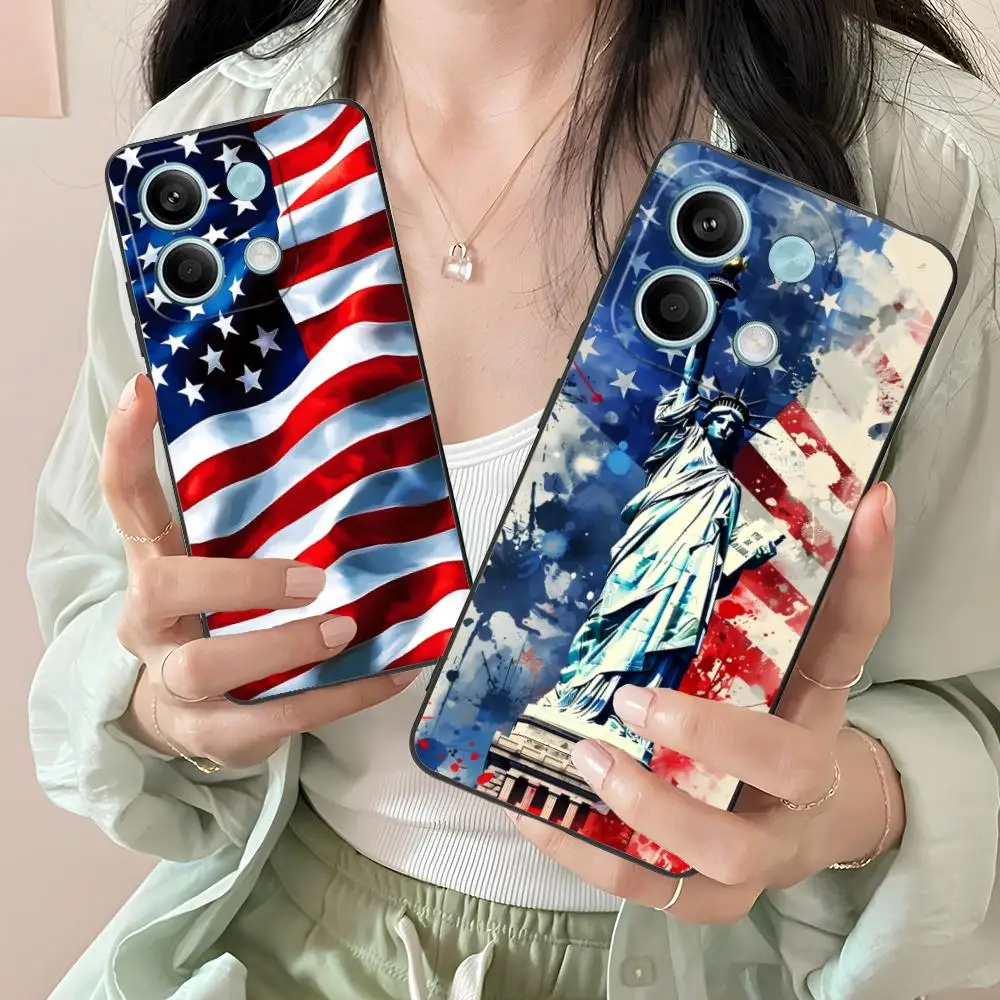 Capa de celular com bandeira da américa dos eua, para xiaomi redmi 15 14 13 12 a5 3 2 1 c plus 4g 5g, capa de impressão colorida, luxo bonito