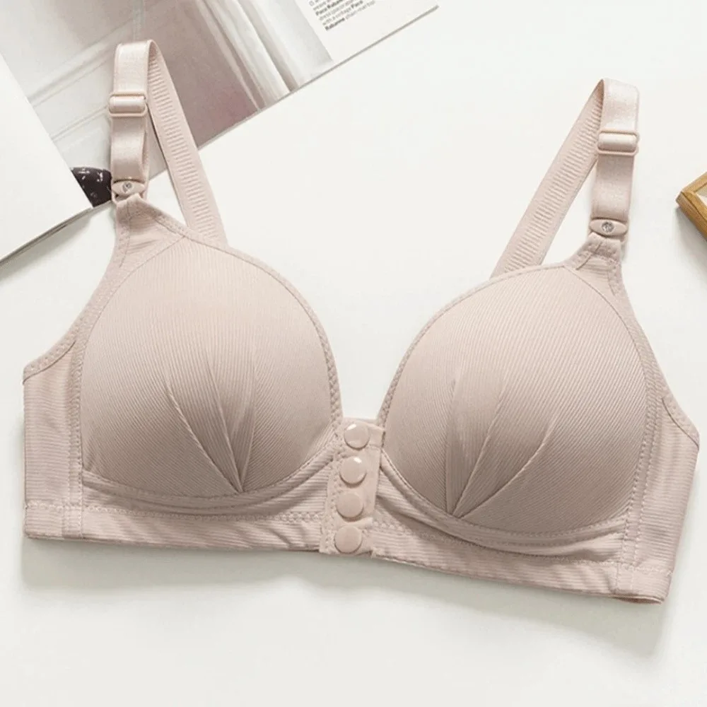 No Steel Ring Front Buckle Bra Breathable Anti-sagging Traceless Vest Gathered Style Soft Front Fastener Bra Middle-aged Women