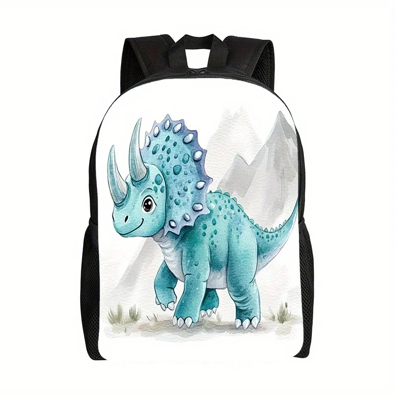 

1 - Style Dinosaur Backpack - Cute Triceratops/Triceratops style printed bag with adjustable shoulder straps, lightweight zipper
