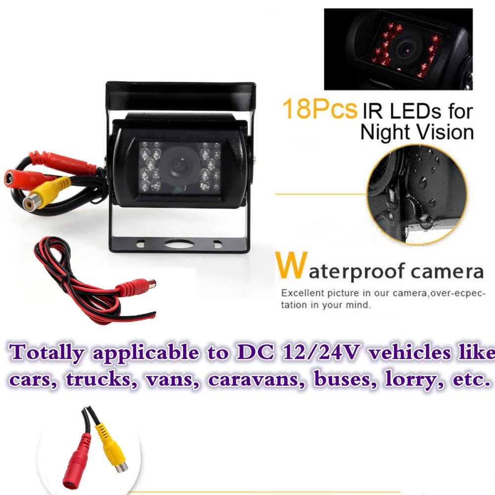 1pcs New Design RCA Waterproof CCD Backup Camera With Night Vision for Truck/Caravan/Bus/RV/Horse Trailer