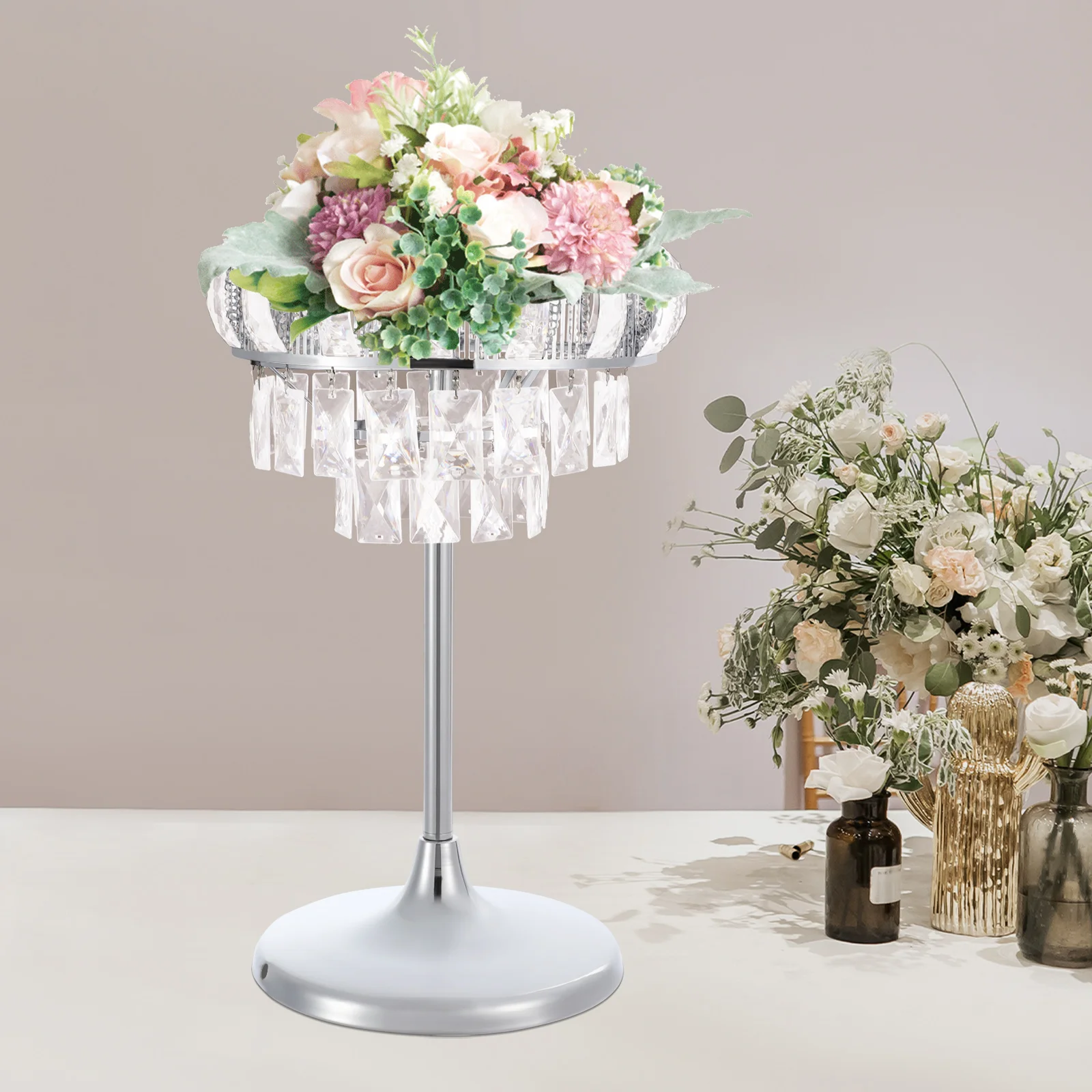 

Silver Acrylic 30*45cm Ice Curtain Flower Frame Multi-layer Crystal Hanging Wedding Ornaments Ice Curtain Decoration Frame