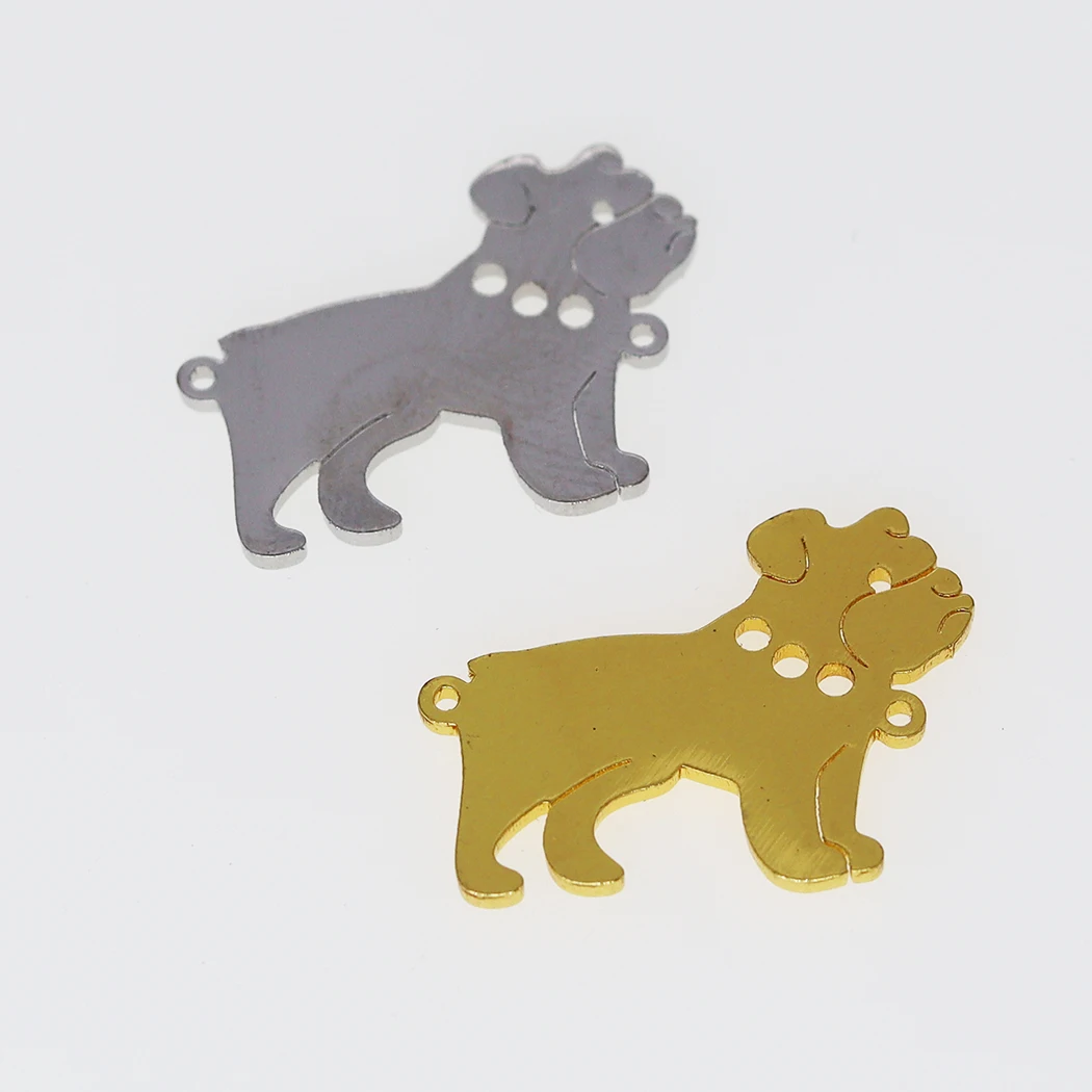 5PCS Cute Animal Bulldog Dog Lovely Animal Pet Lover Fashion DIY Charm Bracelet For Women Stainless Steel