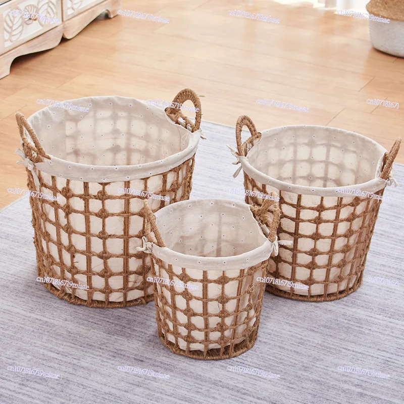 Hand-woven Wrought Iron Storage Basket Household Dirty Laundry Basket Laundry  Clothing Toy Storage  Sundries