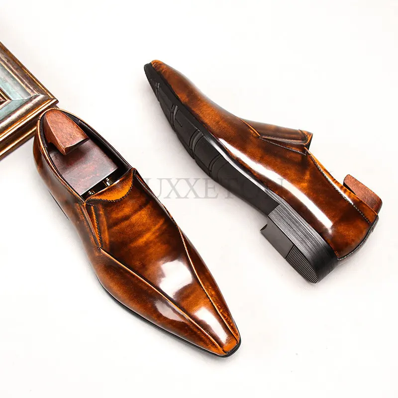 Italian Luxury Patent Leather Mens Wedding Oxford Shoes Genuine Leather Designer Man Dress Shoe Slip on New Fashion Loafers